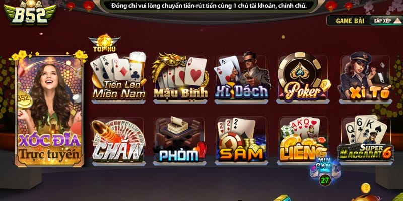 Các game hot trong sảnh tài xỉu tại B52 Club