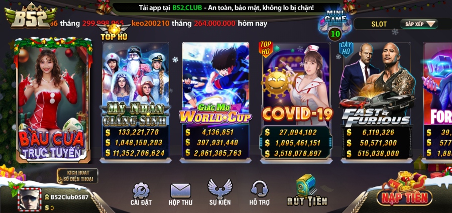 Sảnh Slot Nổ Hũ B52 Club