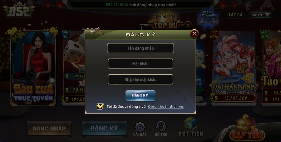 Đăng ký tài khoản B52 Club