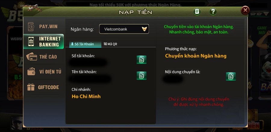 Nạp tiền cổng game B52 Club